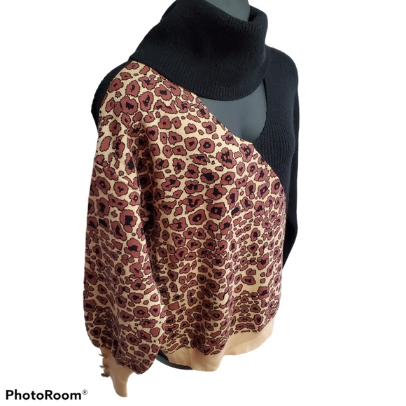NWT | Sheilay Women's Leopard & Black Sweater - Picture 2 of 4